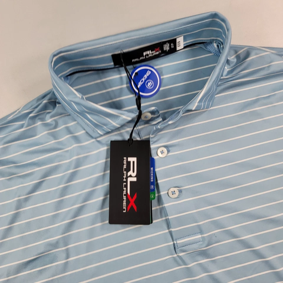 Polo Ralph Lauren RLX Performance Print Polo Para Hombres XL Azul Rayas Foto 4 de 4