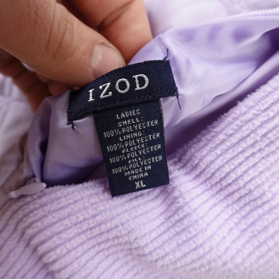 Izod Vest Womens XL Purple Reversible Fleece Quilted Puffer Jacket Full Zip Coat - Image 2 of 4