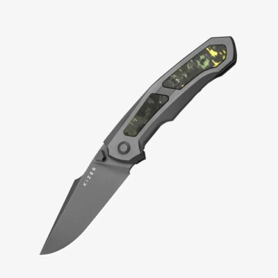 Kizer Feweed Folding Knife Toxic Storm Ti/Fat Carbon Handle S35VN  Ki3694A2