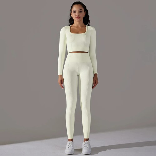 Damen Seamless Tight Fit Hüftheben Yogahose Laufen Fitness Anzug Set - Bild 10 von 189