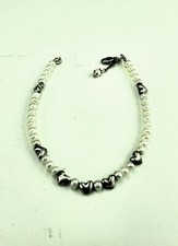 Sterling Silver .925 and Cultured Pearls Bracelet - Heart Design With Clasp