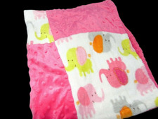 Blankets  and Beyond Hot Pink Elephant Patchwork Security Blanket 30x33