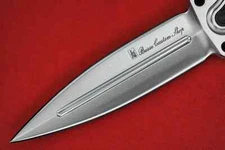 Busse Custom BOSC ID .40" Satin Blade, Black G10 G-rexed Pine Wood Handle