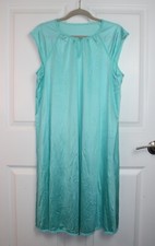 VTG 70s/80s Vanity Fair Outlet Aqua Keyhole Neck Knee Length Nightgown Satin Med
