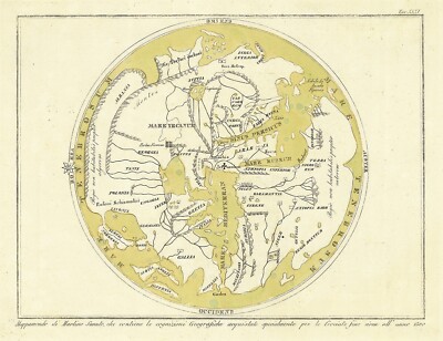 1838 Mappamondo Old World Map Wall Art Poster Print Decor Artwork Flat Earth