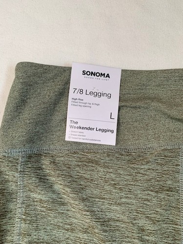 Nuevo con etiquetas Leggings Sonoma para mujer Weekender cintura alta verde oliva 7/8 L XXL - Imagen 6 de 7