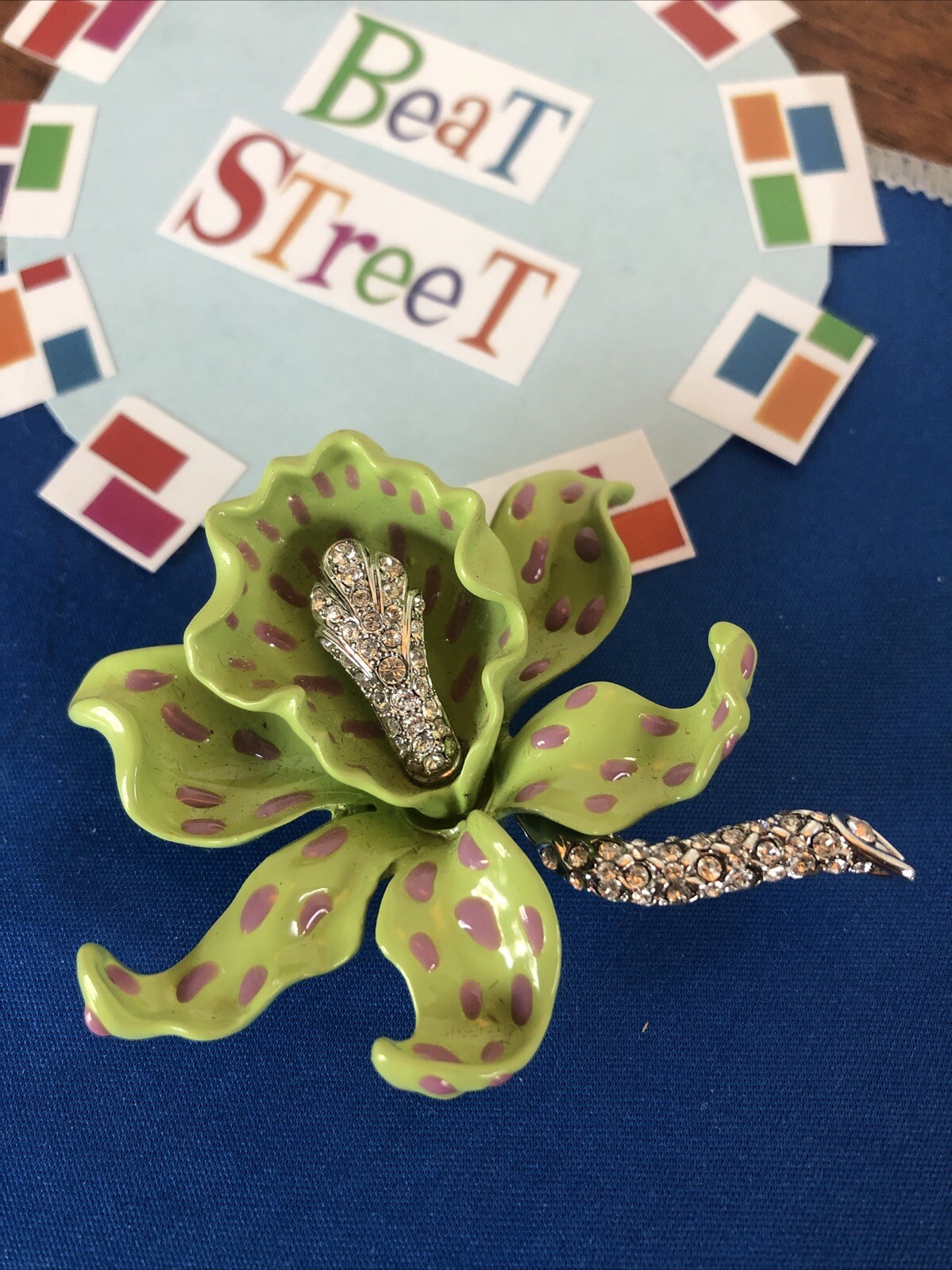 VINTAGE KENNETH JAY LANE KJL ORCHID ENAMELED WITH… - image 1