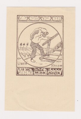EX LIBRIS FOR HERMAN MULDER BY EDMOND van OFFEL BELGIUM c.1910 BOOKPLATE