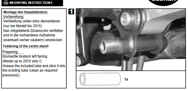 Soporte central Honda CB500F - negro POR HEPCO y Becker (2016-2018) Foto 3 de 4