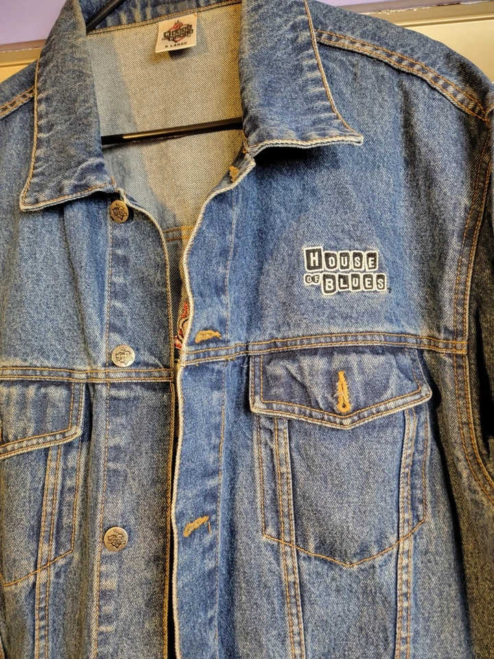Chaqueta abotonada vintage House Of Blues Las Vegas de mezclilla azul para hombre talla X-grande Foto 2 de 4