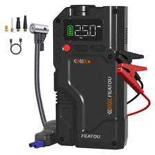 Featou 8000A Car Jump Starter With Air Compressor Pack Booster 12V Power Bank