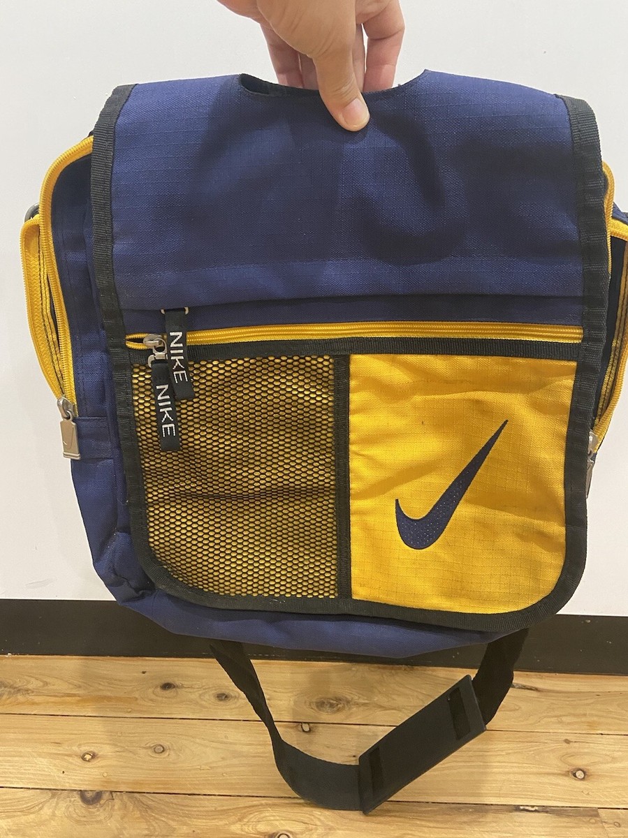 Vintage Nike Blue and Yellow Crossover Messenger Bag w/ Adjustable