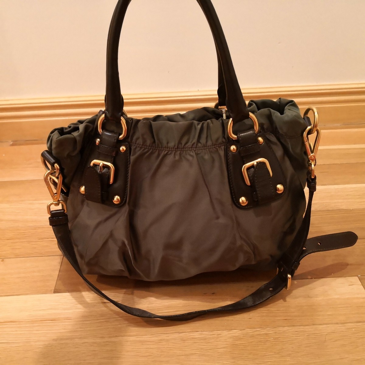 Prada dark green Tessuto Nylon 2-Way Tote bag | eBay