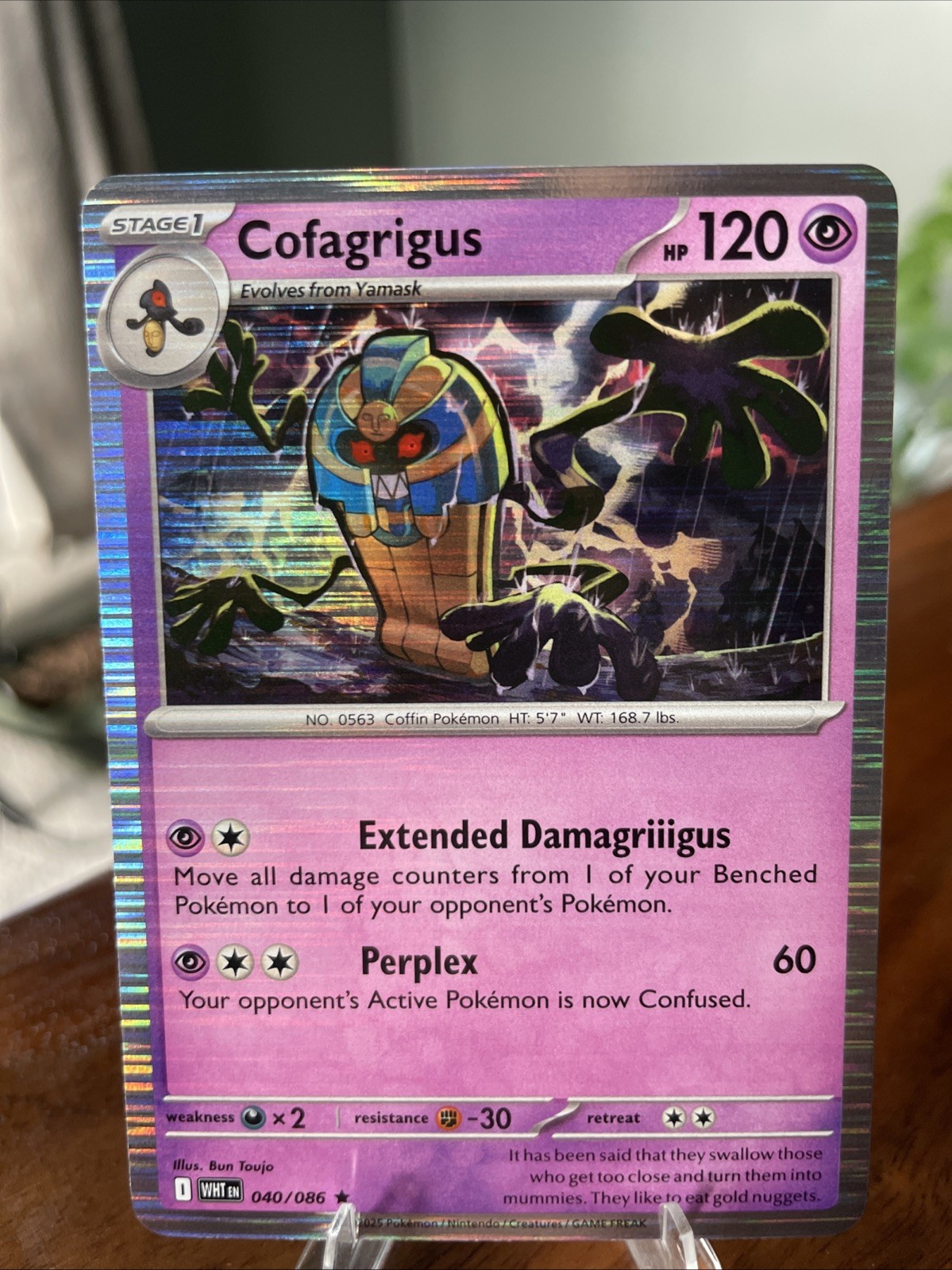 Pokemon COFAGRIGUS 040/086 - White Flare - RARE Rev Holo - MINT