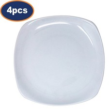 Square Plate 22.5cm Ceramic White Dessert Salad Side Lightweight Dinnerware 4Pcs