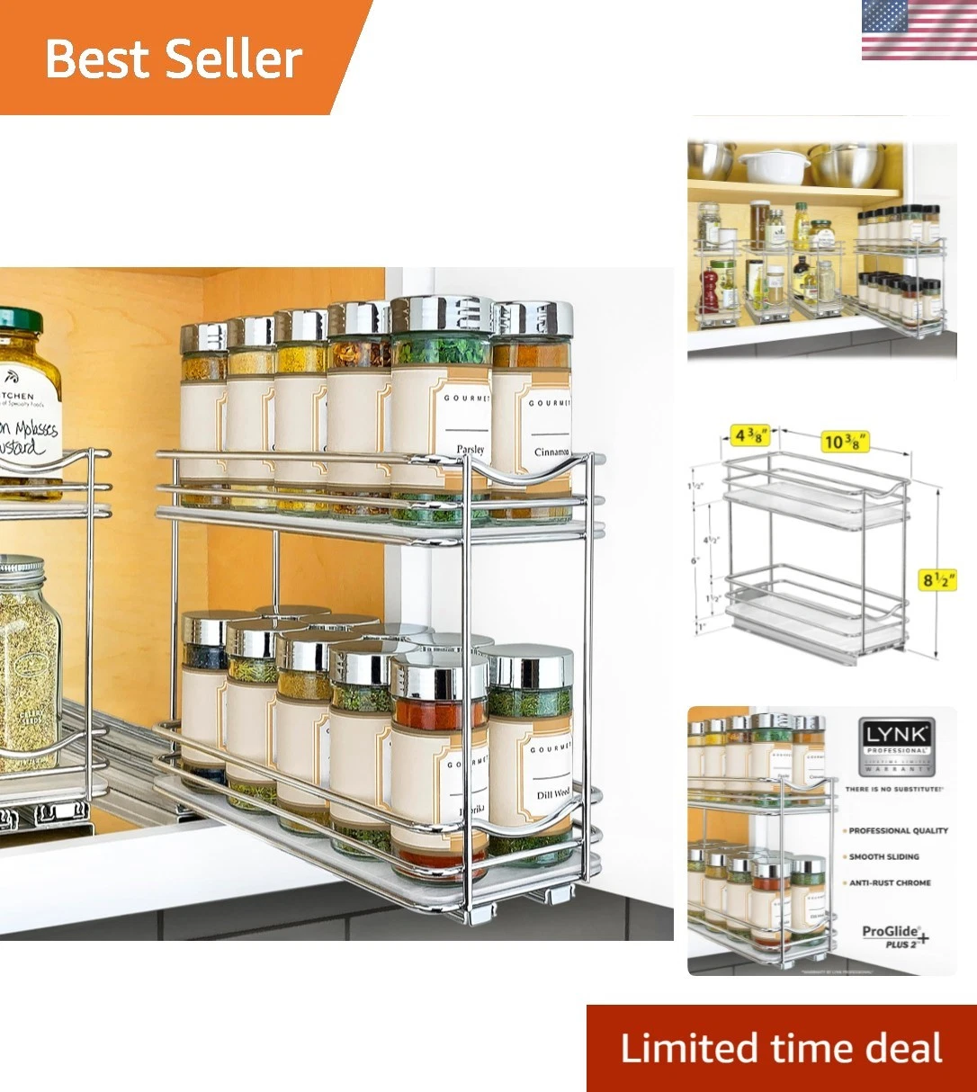 Pull Out Spice Rack Organizer for Inside Kitchen Cabinets - 4-3/8 inch Wide -...
Opens in a new wind