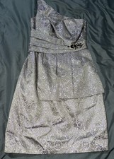 KAY UNGER One Shoulder Party Dress Rhinestone/Metallic Accents Size 2