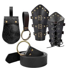 Renaissance Belt Pouch Purse Viking Bracers Hook Halloween Set Medieval Ren F...