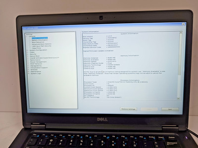 14'' DELL LATITUDE 5480 Intel i5-7440HQ @ 2.80GHz 8GB DDR4 RAM 128GB SSD, NO OS