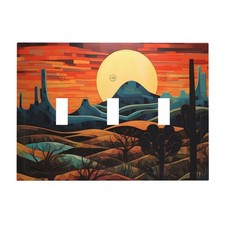 Sghxwp 3 Gang Triple Toggle Light Switch Cover Plate Boho Sun Farmhouse Decor