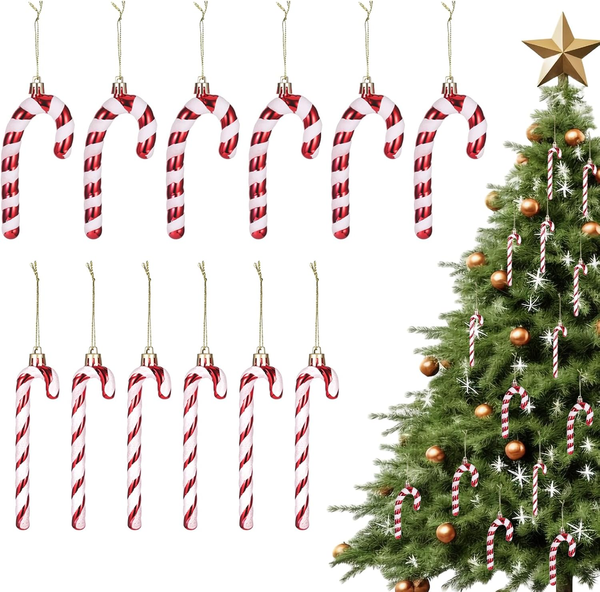 Weihnachtsbaum Candy Canes 12 StüCk Rot Weiß Glitzernde Christbaumschmuck-image