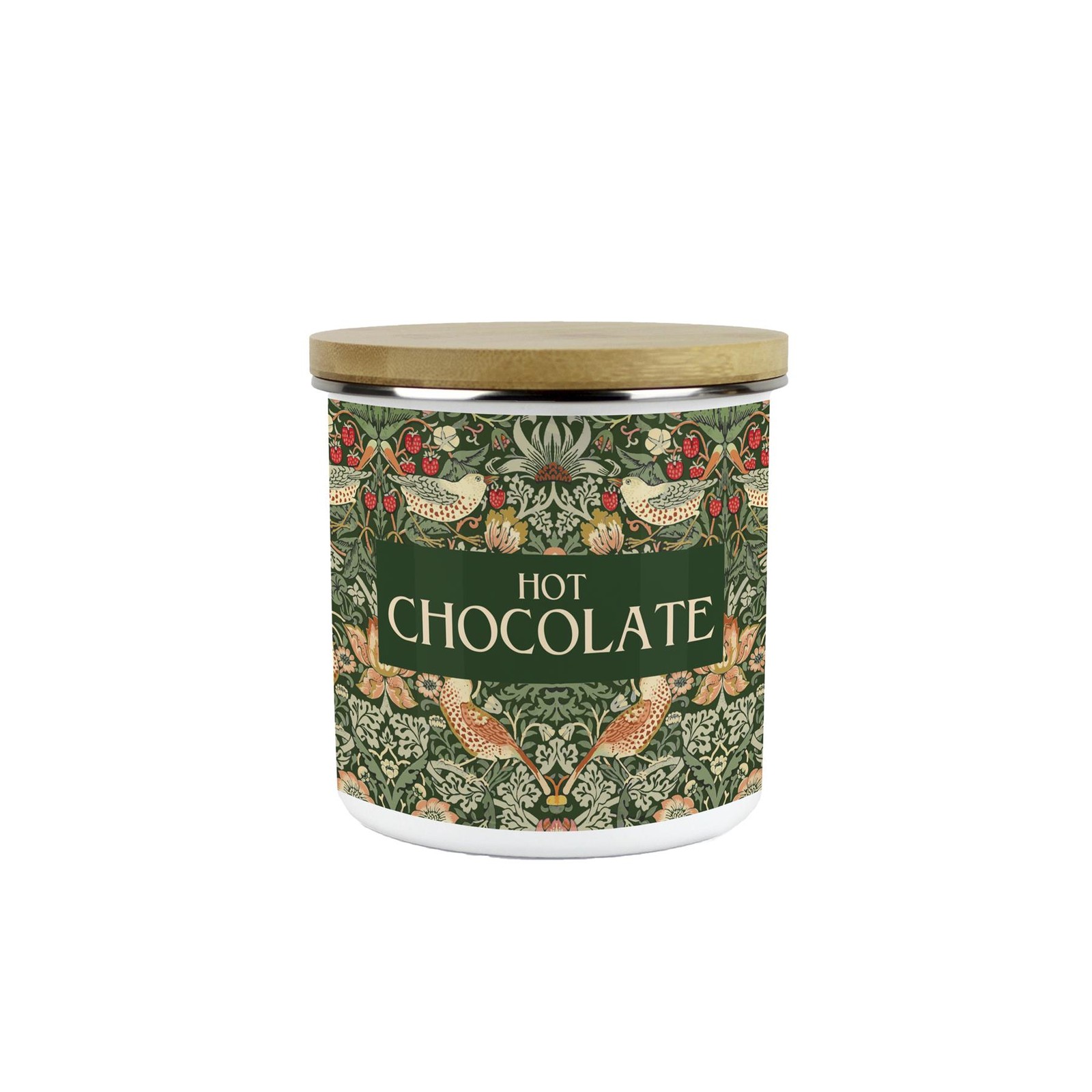 Green Strawberry Thief Hot Chocolate Canister - William Morris Kitchen Storage