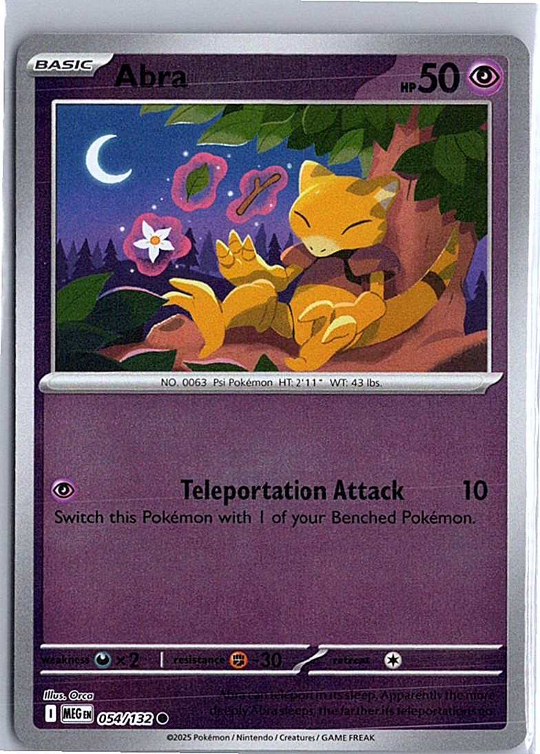 Abra 054/132 Common Reverse Holo - Pokemon TCG Mega Evolution - NM