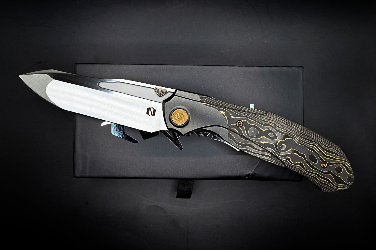 Null Knives VANDAL Vanax Superclean Titanium Gold Camo Carbon