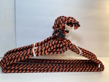 16 Hand Crocheted Woven Plastic Ribbon Covered Wire Hangers Brick Orange Black