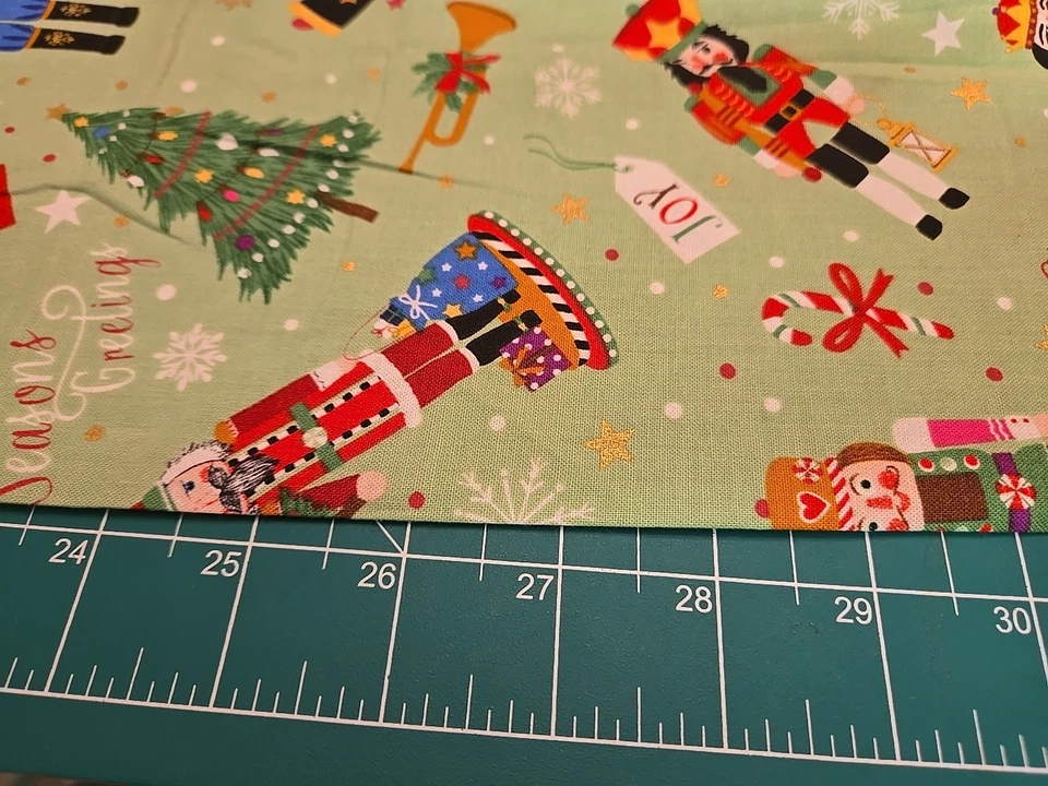 Hobby Lobby Fabric Nutcracker Green Cotton New 2 Remnant Quilt Craft  Christmas  - Image 4 of 4