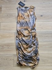 Pretty Little Thing Multi Ribbed Tie Dye Ruched Sleeveless Bodycon Dress Size 4