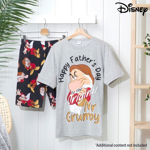 Disney Mens Grumpy Pyjama Set 2 Piece T-Shirt & Shorts Sleepwear Nightwear - Picture 3 of 6