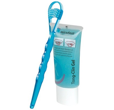 Miradent Tong Clin Gel  50 ml mit Zungenreiniger Bakterien von der Zunge reinige