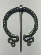 Viking Penannular Cloak Pin Celtic Brooch SILVER TONE About 2 Diameter