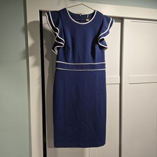 Navy Blue and White Tommy Hilfiger Sleeveless Nautical Dress Women's Size 6 EUC