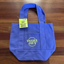 NEW NWT Limited Edition Trader Joe’s Purple HALLOWEEN Mini Canvas Tote Bag Purse