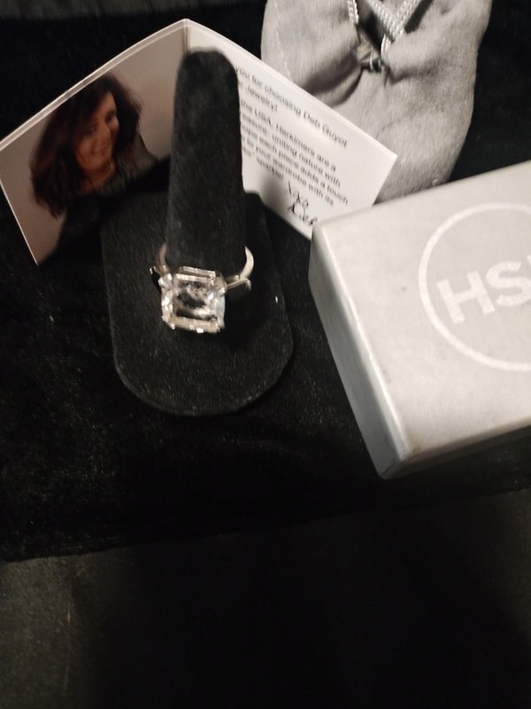 Deb Guyot Herkimer 10k cushion cut quartz in sterling silver