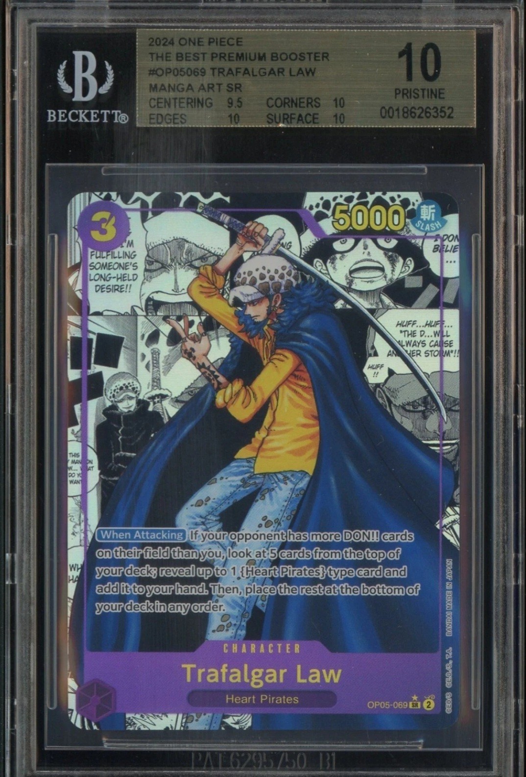 Trafalgar Law OP05-069 Awakening of the New Era – BGS 10 Black Label Pristine
