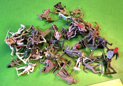 NICE LOT OF VINTAGE MARX 54MM FIGURES WITH PAINT ON THEM....BUT NO DAMAGE