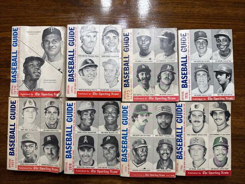 The Sporting News Official Baseball Guide Lot- 1970, 1973, 75, 76, 77, 78 79, 80