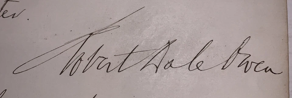 FIRMADO, ROBERT DALE OWEN (1801-1877), CONGRESISTA, ESPIRITUALISMO, ABOLICIONISTA Foto 3 de 4