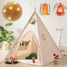 Tiny Land Teepee Tent for Kids with Star Lights, Foldable Play Tent for Girls