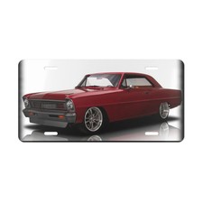 Stunning 1966 Chevrolet Nova Red Classic Car Enthusiast Vanity Plate - Premium
