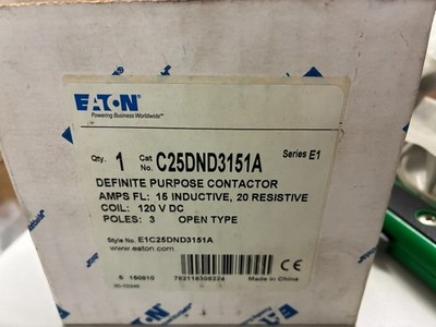 186155 New Eaton C25DND3151A Contactor 15A; 600V; 3P; Coil: 120VDC