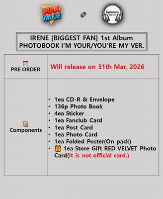 IRENE [BIGGEST FAN] 1st Album PHOTO BOOK Ver/CD+Book+4Sticker+3