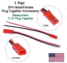 JST 2Pin Connector Male/Female Plug Cable 11.5" Leads RC Lip Battery,LED Lights