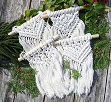 SALE 4 Pieces Mini Macrame Wall Hanging Decor Handmade Woven Tapestry Tassel Set