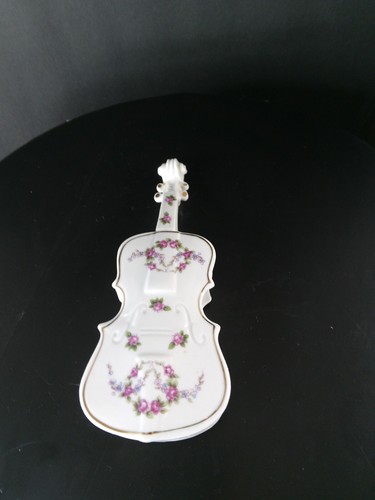 Caja de baratija de instrumentos de viola de porcelana vintage hecha en Japón - Imagen 7 de 16