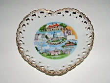 Washington DC Theme Decorative Heart Shaped Plate, Age Unknown, pre-owned