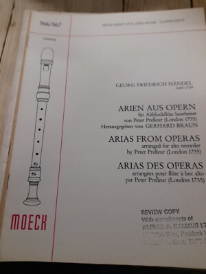 HANDEL/ ARIAS FROM OPERAS FOR ALTO RECORDER  SOLO
